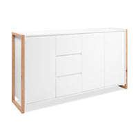 Credenza New Denver3 con 3 cassetti e 3 ante bianco e rovere 160x40x88H