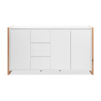 Credenza New Denver3 con 3 cassetti e 3 ante bianco e rovere 160x40x88H