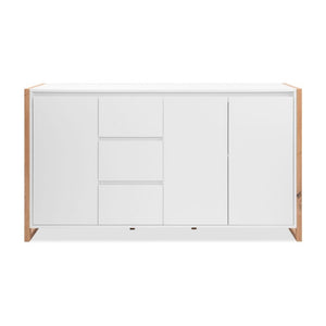 Credenza New Denver3 con 3 cassetti e 3 ante bianco e rovere 160x40x88H