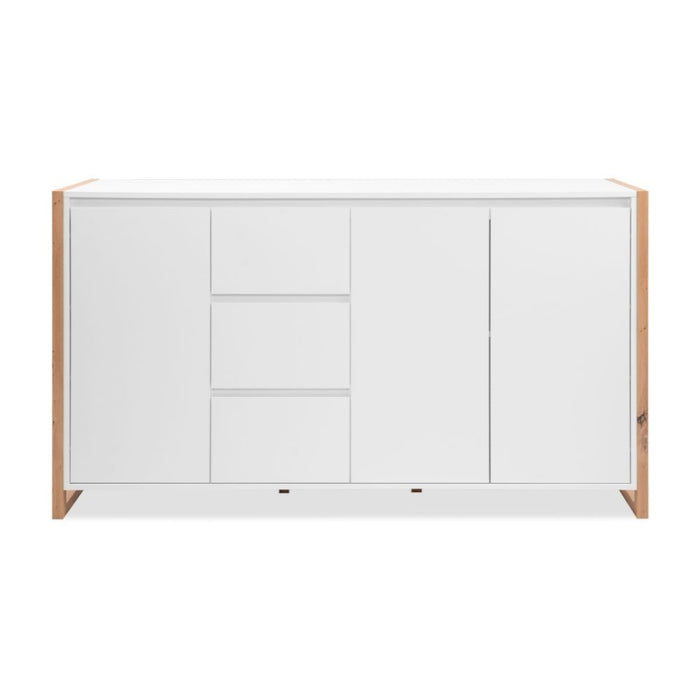 Credenza New Denver3 con 3 cassetti e 3 ante bianco e rovere 160x40x88H