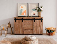 Madia Tromso con 2 ante e 3 cassetti in finitura Rovere anticato, ZFRMZN01B