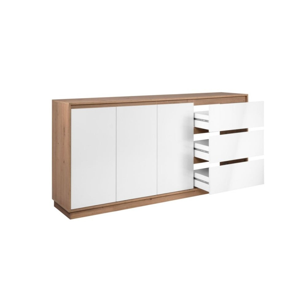 Credenza Phoenix 51A con 3 ante e 3 cassetti rovere e bianco 178x40x88H