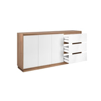 Credenza Phoenix 51A con 3 ante e 3 cassetti rovere e bianco 178x40x88H