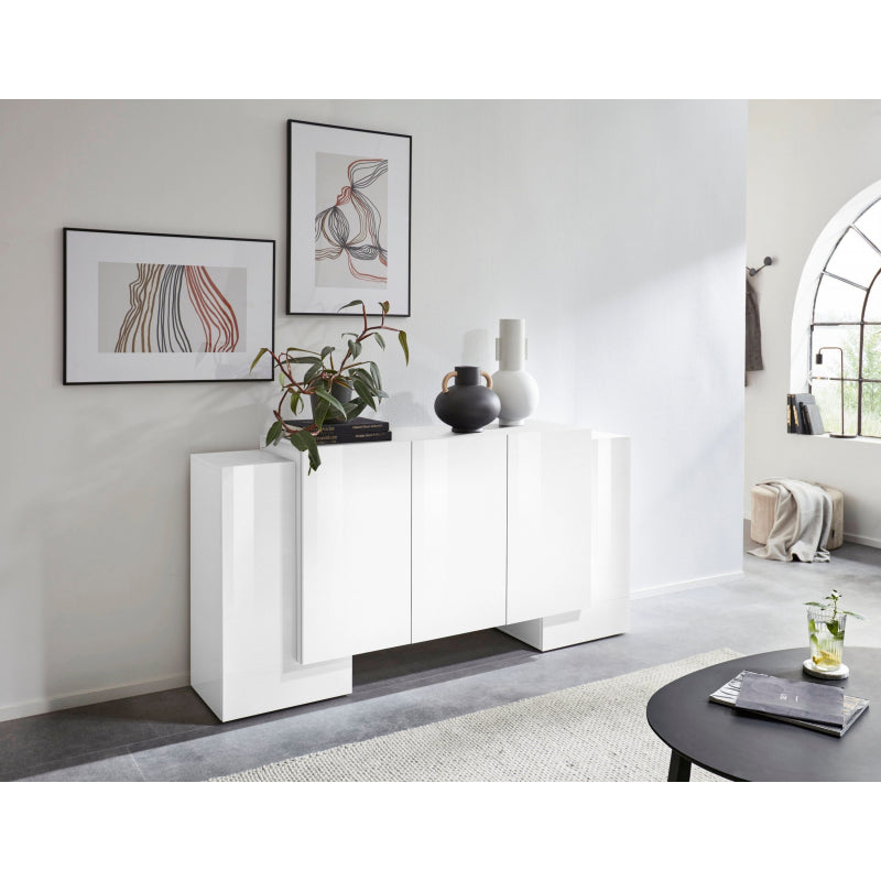 Credenza Pillon 170 2 Ante + 3 Ante Colore Bianco Lucido