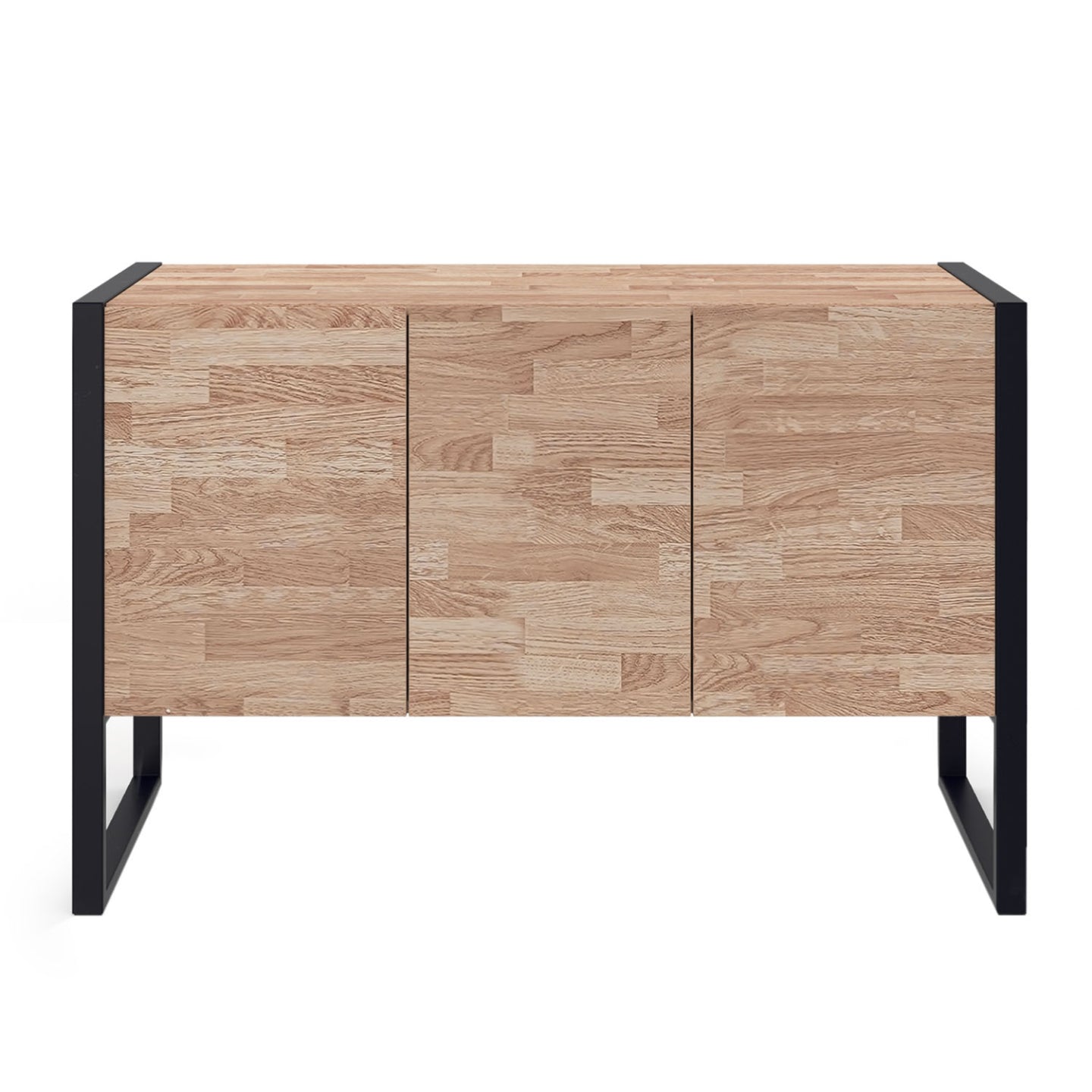 IDMarket - Credenza rialzata a 3 ante OTTAWA 114 cm in legno e nero, design industriale
