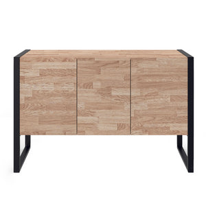 IDMarket - Credenza rialzata a 3 ante OTTAWA 114 cm in legno e nero, design industriale