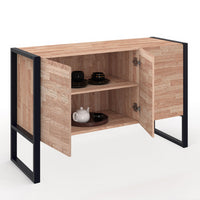 IDMarket - Credenza rialzata a 3 ante OTTAWA 114 cm in legno e nero, design industriale