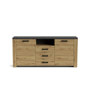 Credenza con 2 ante e 3 cassetti Follow870 179,6x40x83h colore rovere e antracite