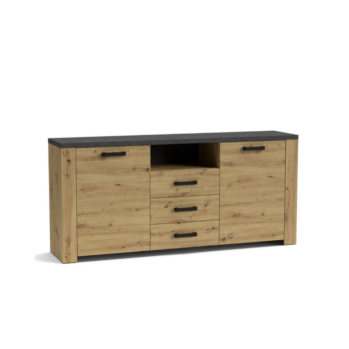 Credenza con 2 ante e 3 cassetti Follow870 179,6x40x83h colore rovere e antracite