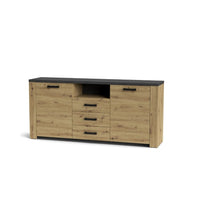 Credenza con 2 ante e 3 cassetti Follow870 179,6x40x83h colore rovere e antracite