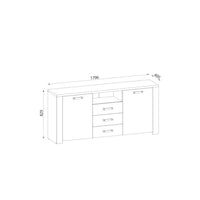 Credenza con 2 ante e 3 cassetti Follow870 179,6x40x83h colore rovere e antracite