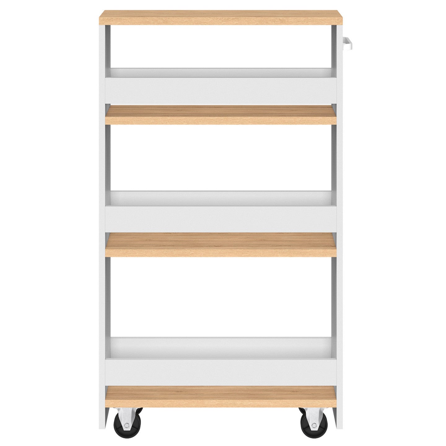 IDMarket - Credenza salvaspazio HAGA carrello portaoggetti a più livelli bianco e faggio