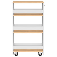 IDMarket - Credenza salvaspazio HAGA carrello portaoggetti a più livelli bianco e faggio