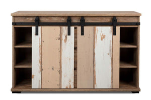 Madia Tromso con 2 ante e 3 cassetti Bianco anticato e Rovere anticato, ZFRMARK01