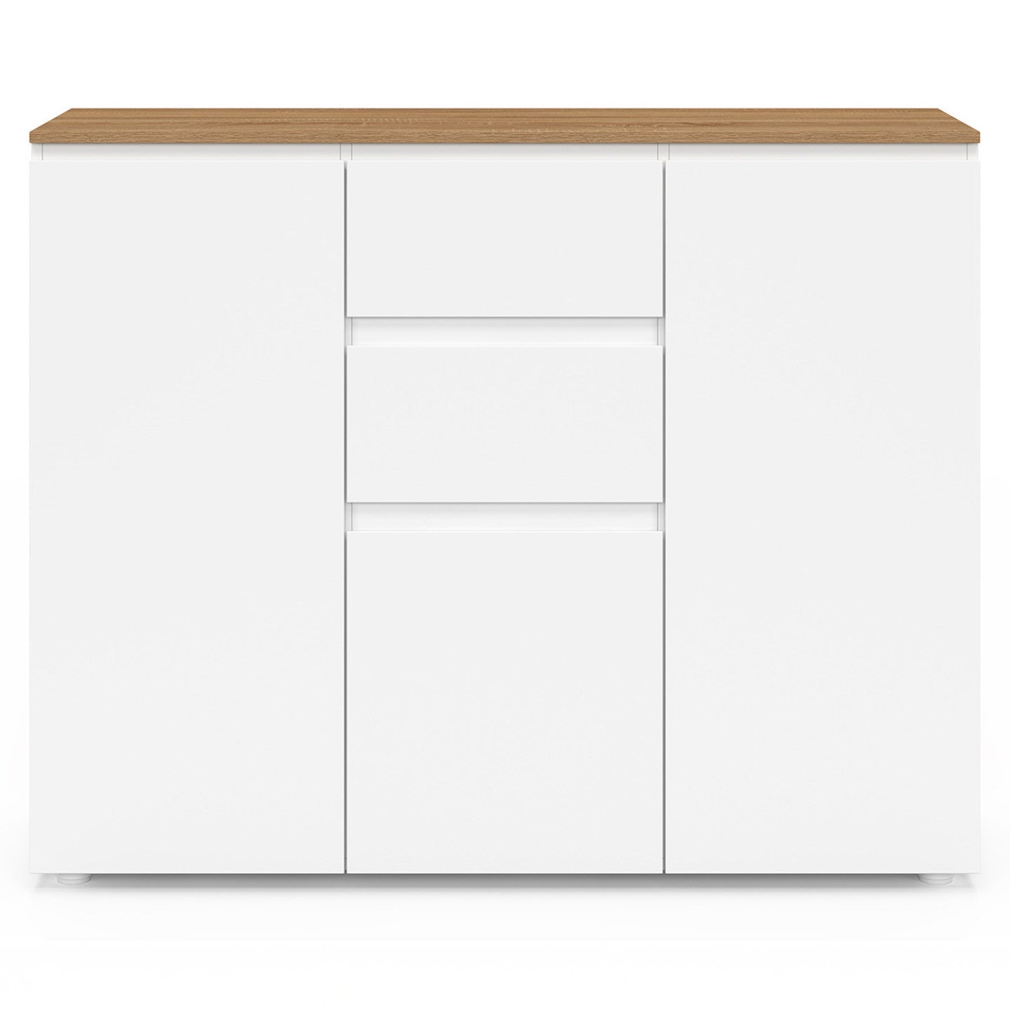 IDMarket - Credenza TOBY 100 cm con 3 ante, 2 cassetti bianchi e piano in legno