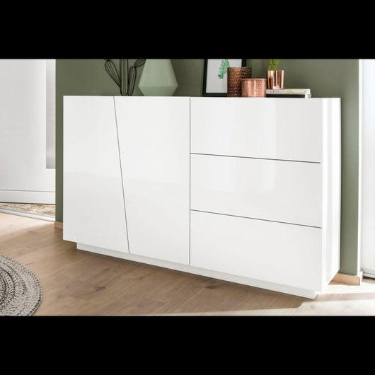 Credenza Vega 140 – 2 ante/3 cassetti – Bianco Lucido