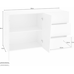 Credenza Vega 140 – 2 ante/3 cassetti – Bianco Lucido
