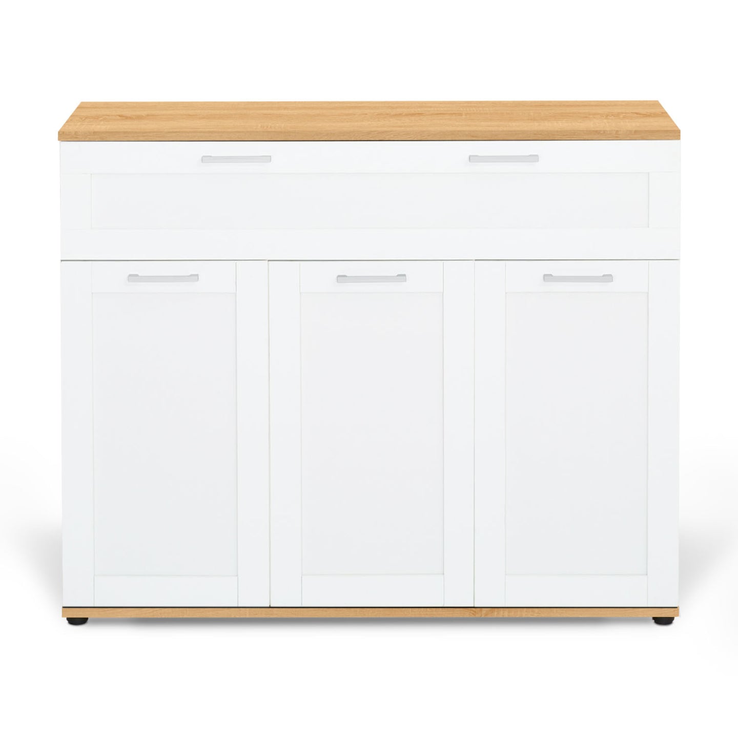 IDMarket - Credenza VITO 100 cm con 3 ante e 1 cassetto, bianco e piano in legno