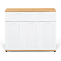 IDMarket - Credenza VITO 100 cm con 3 ante e 1 cassetto, bianco e piano in legno