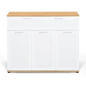 IDMarket - Credenza VITO 100 cm con 3 ante e 1 cassetto, bianco e piano in legno