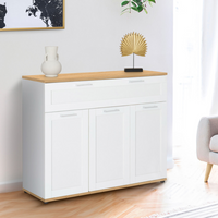 IDMarket - Credenza VITO 100 cm con 3 ante e 1 cassetto, bianco e piano in legno