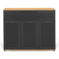 IDMarket - Credenza VITO 100 cm con 3 ante e 1 cassetto, nero e piano in legno