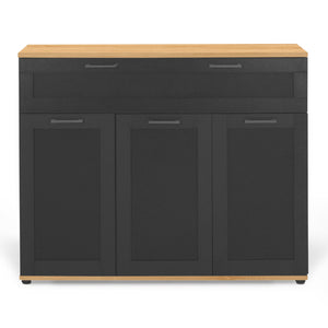 IDMarket - Credenza VITO 100 cm con 3 ante e 1 cassetto, nero e piano in legno