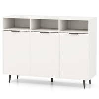 Credenza buffet-Armadio da cucina laterale con 3 scomparti aperti e 3 ante, Mobile da cucina con 5 ripiani regolabili a 5 posizioni Bianco