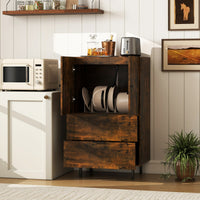Credenza buffet-Armadio da cucina con cassetti e mobile contenitore, Stazione bar da pavimento con gambe in metallo Marrone