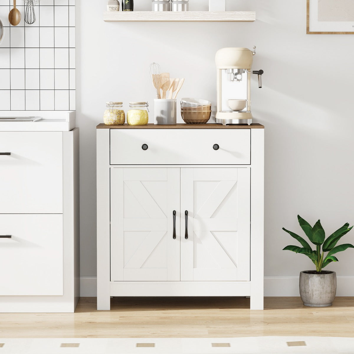 Credenza buffet mobile bar per caff¨¨ con cassetto madia in stile farmhouse, Credenza mobile da cucina per sala-Armadietti da bagno