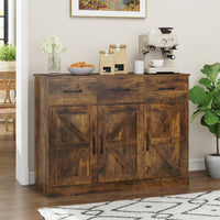 Grande credenza da 108 cm con ripiani regolabili e ante, Mobile cucina in legno per sala da pranzo e soggiorno Marrone-Credenze buffet