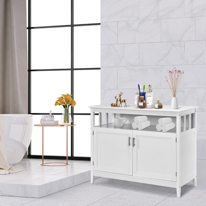 Credenza cucina moderna con ripiano regolabile e 2 ante-Mobiletto multiuso 114x51x91cm Bianco