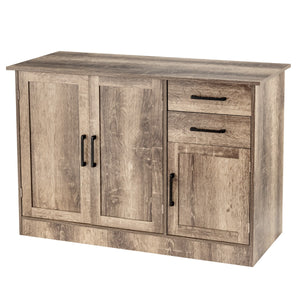 Credenza da cucina con 2 cassetti 3 ante e 1 ripiano regolabile-Mobile buffet da terra multiuso Grigio