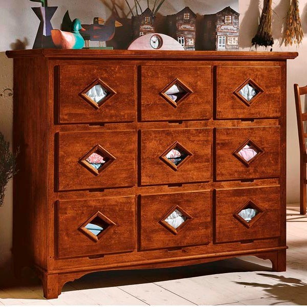 Cassettone in legno massello 9 cassetti misura l.147 p.55 h.119 (981) - Mobili 2G