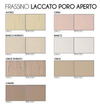 Credenza frassino chiaro poro aperto  2 porte con particolari in foglia oro l.180 p.50 h.88