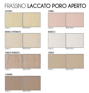 Credenza frassino chiaro poro aperto  2 porte con particolari in foglia oro l.180 p.50 h.88