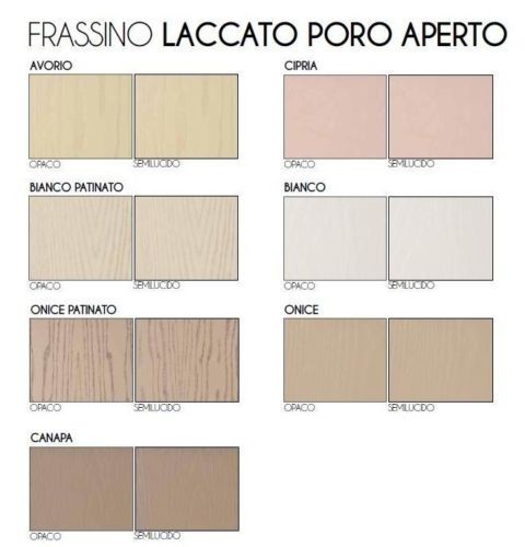 Credenza frassino laccato bianco poro aperto  2 porte con piedi in plexiglass l.180 p.50 h.90