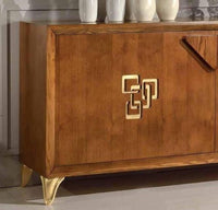 Credenza frassino chiaro poro aperto  2 porte con particolari in foglia oro l.180 p.50 h.88