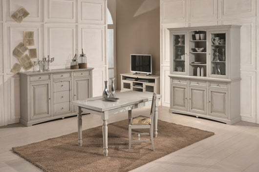 Credenzone in legno 2 porte 6 cassetti laccato grigio patinato misura l.170 p.46 h.116