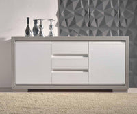 Credenza in frassino seta poro aperto 2 porte 3 cassetti con con zoccolo l.179 p.46 h.85