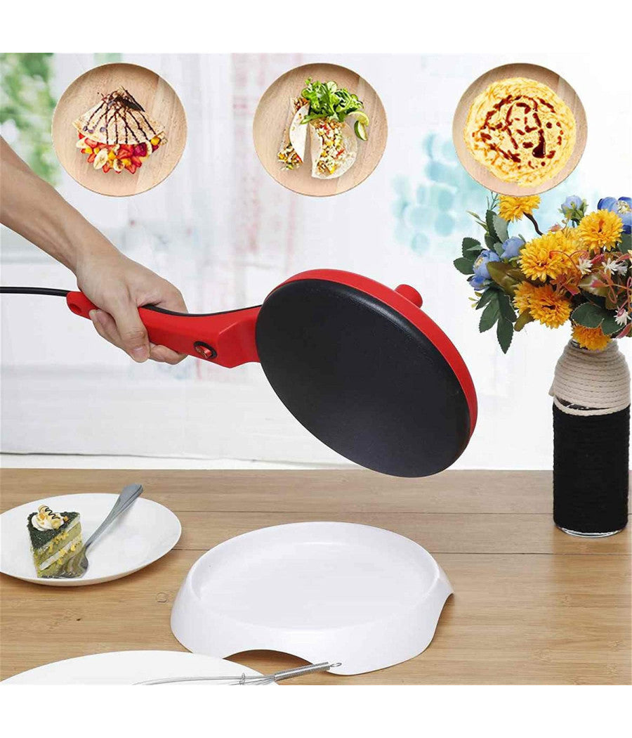 Crepiera Macchina Per Crepes 600 Watt Con Manico Piastra 20 Cm Antiaderente         