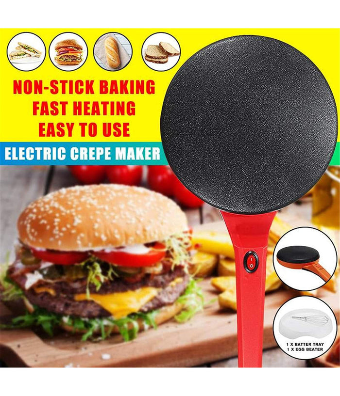 Crepiera Macchina Per Crepes 600 Watt Con Manico Piastra 20 Cm Antiaderente         