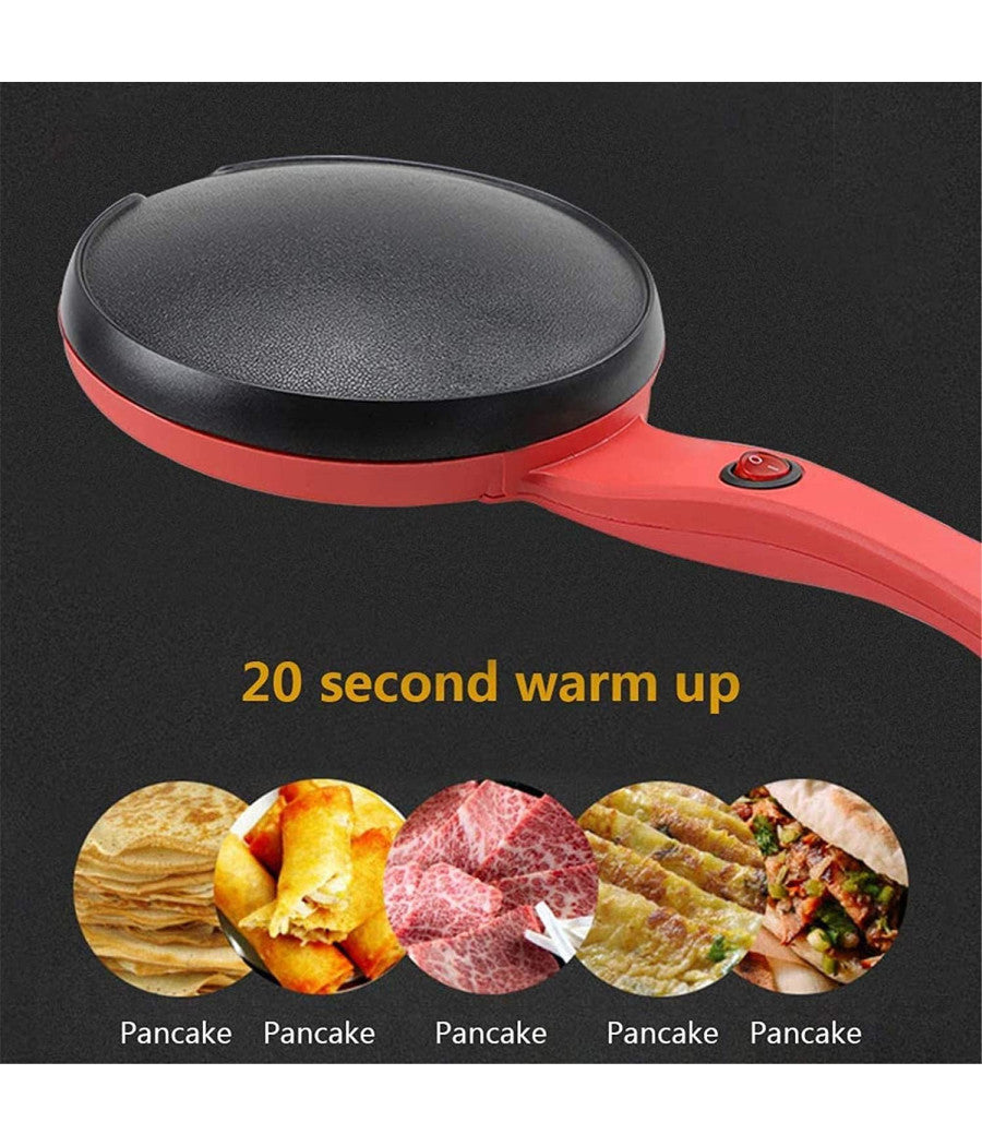 Crepiera Macchina Per Crepes 600 Watt Con Manico Piastra 20 Cm Antiaderente         