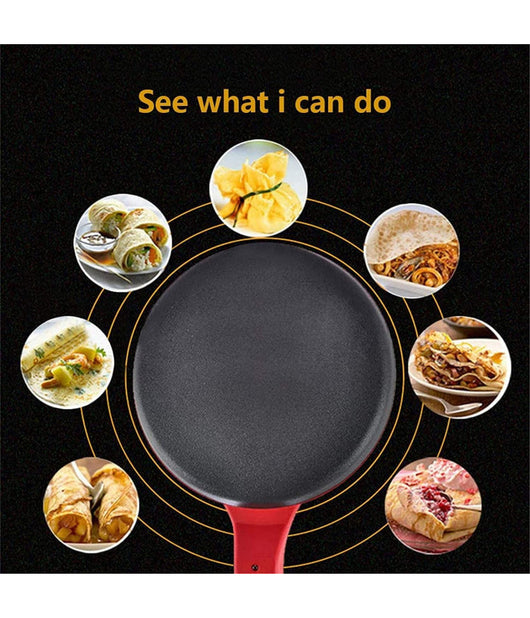 Crepiera Macchina Per Crepes 600 Watt Con Manico Piastra 20 Cm Antiaderente         