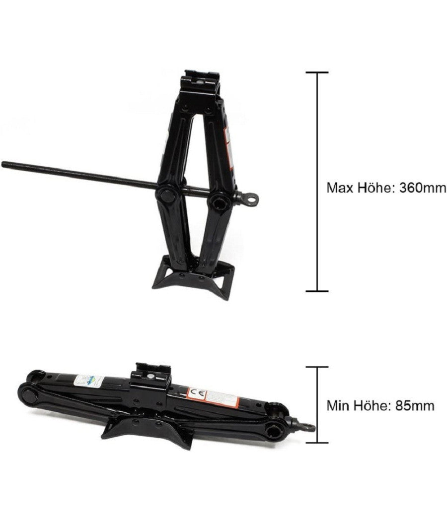 Cric A Pantografo Forbice Idraulico Sollevatore Auto Familiare Pickup 2000kg Nero         