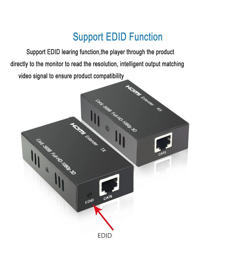 Hdmi Extender Ethernet Cavo Di Rete Lan Over Cat6 60 Metri Hdmi 3d Fullhd 1080p         