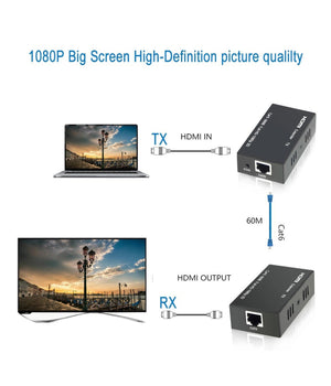 Hdmi Extender Ethernet Cavo Di Rete Lan Over Cat6 60 Metri Hdmi 3d Fullhd 1080p         