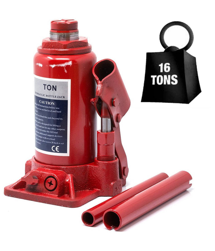 Cric-sollevatore Crick Idraulico A Bottiglia 16 T Tonnellate Martinetto Manuale         