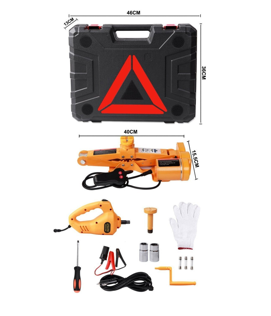 Trade Shop - Crick Elettrico Sollevatore Pantografo Auto 3 Ton 12v Avvitatore Impatto Bussole -