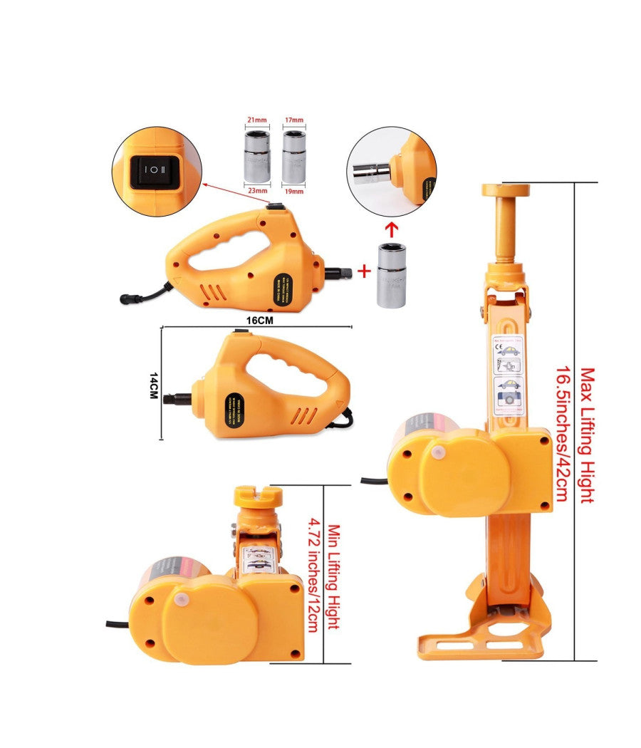 Trade Shop - Crick Elettrico Sollevatore Pantografo Auto 3 Ton 12v Avvitatore Impatto Bussole -